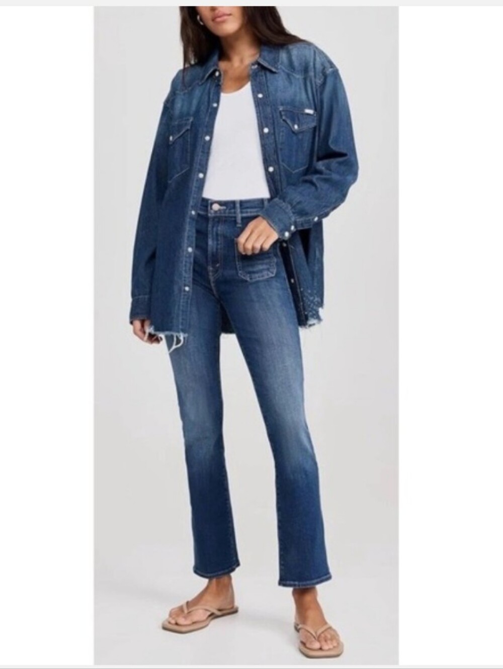 MOTHER The Patch Pocket Insider Flood Jeans in On Your Left Size 28